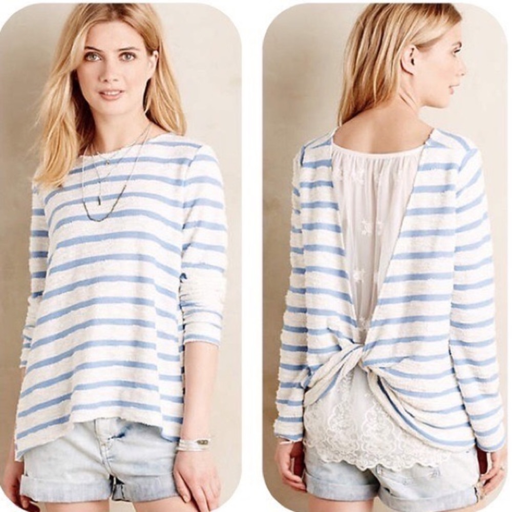 Anthropologie Layered Lace Striped Top